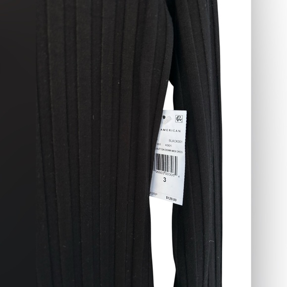 NWT Good American Wide Ribbed Button Down Midi Dress - Black - Size Large - Picture 7 of 10